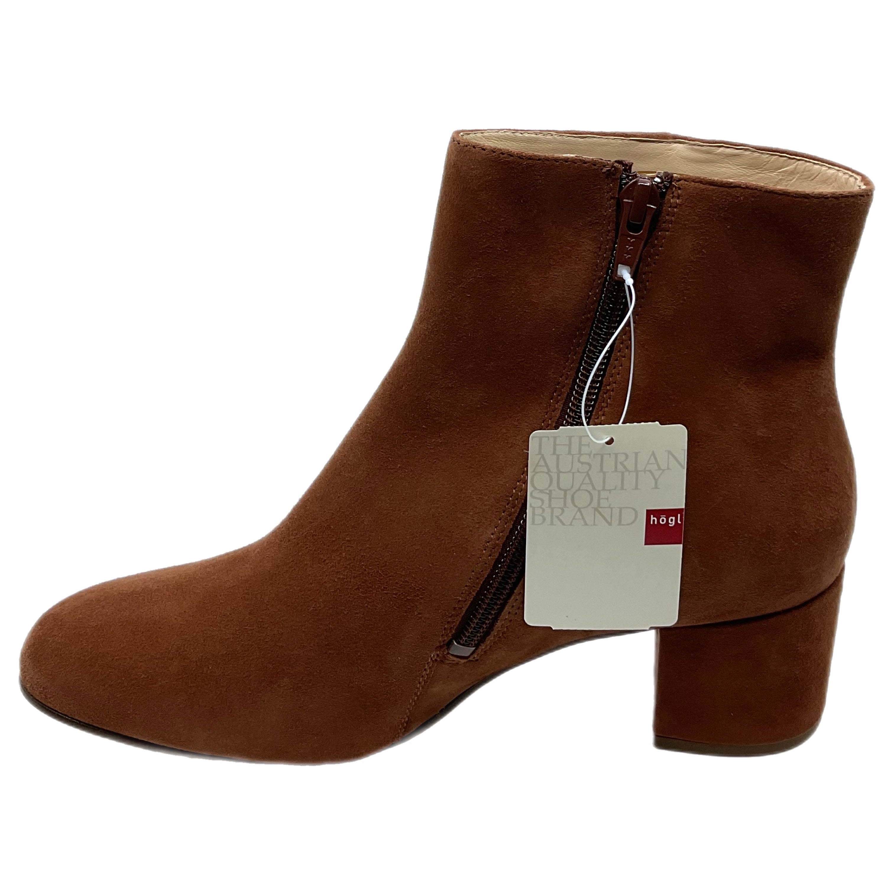 Women's Brown Suede Block Heel Ankle Boots – Högl 134102 – Scarpers Shoes